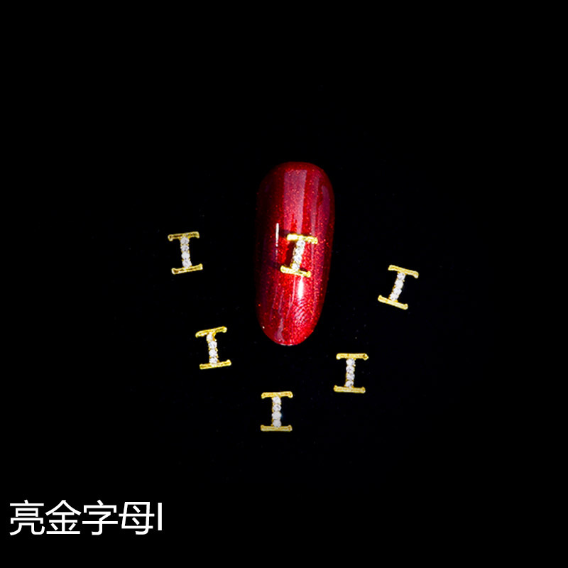 Nuevo LZ manicura 26 letras aleación joyería estilo japonés manicura online celebridad estilo brillante oro letras joyería clavo Taladro