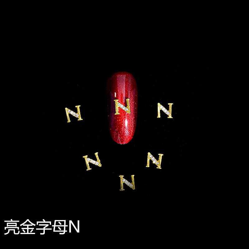 Nuevo LZ manicura 26 letras aleación joyería estilo japonés manicura online celebridad estilo brillante oro letras joyería clavo Taladro