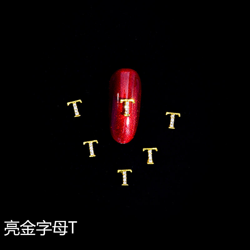 Nuevo LZ manicura 26 letras aleación joyería estilo japonés manicura online celebridad estilo brillante oro letras joyería clavo Taladro