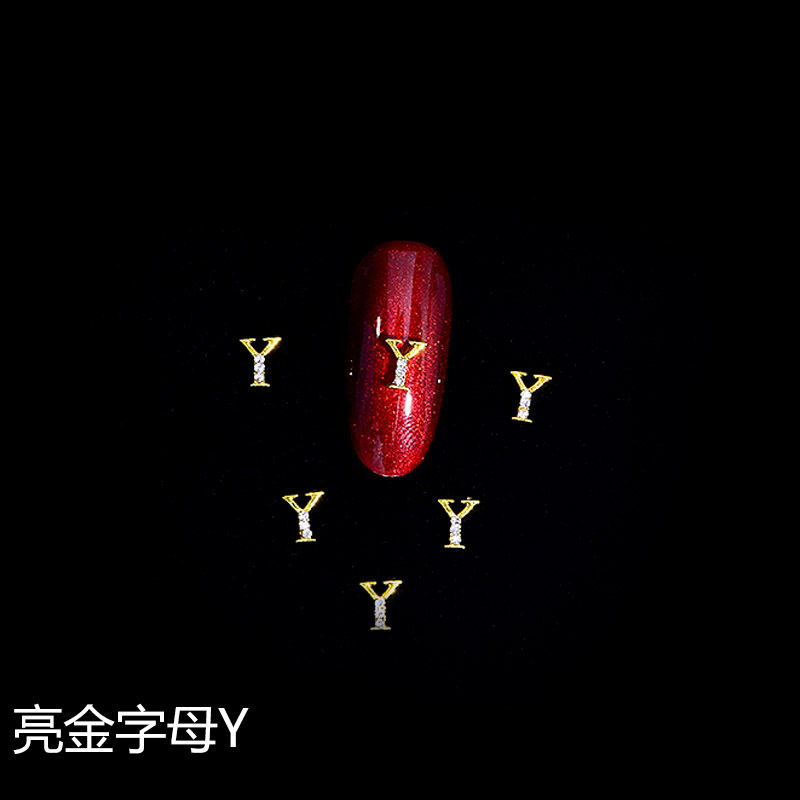 Nuevo LZ manicura 26 letras aleación joyería estilo japonés manicura online celebridad estilo brillante oro letras joyería clavo Taladro