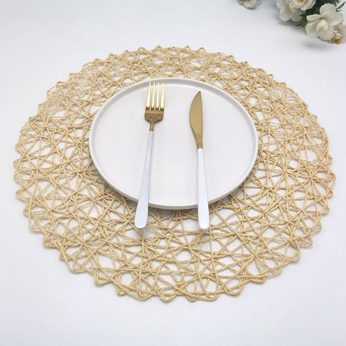 Modern simple thin paper rope placemat round random woven dining table insulation pad paper rope decorative pad table mat coaster