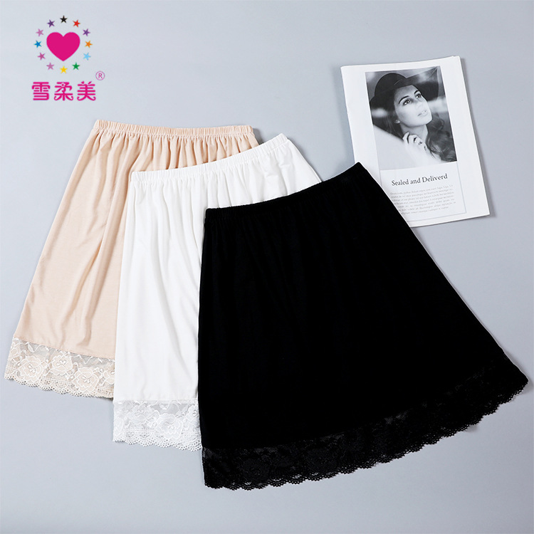 New Lace Edge Modal Artificial Cotton Moisture-Absorbent Bottoming Skirt Fashionable Lining Skirt Skirt Lightweight Women's Short Skirt