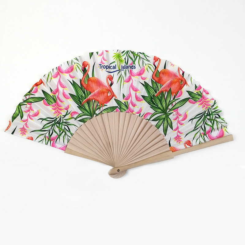 Abanico Publicitario de Madera Español de 23 cm, Abanico Plegable de Madera con Tela Estampada, Cuadrado de 24 cm, Cuadrado de 18 cm, Cuadrado de 16 cm