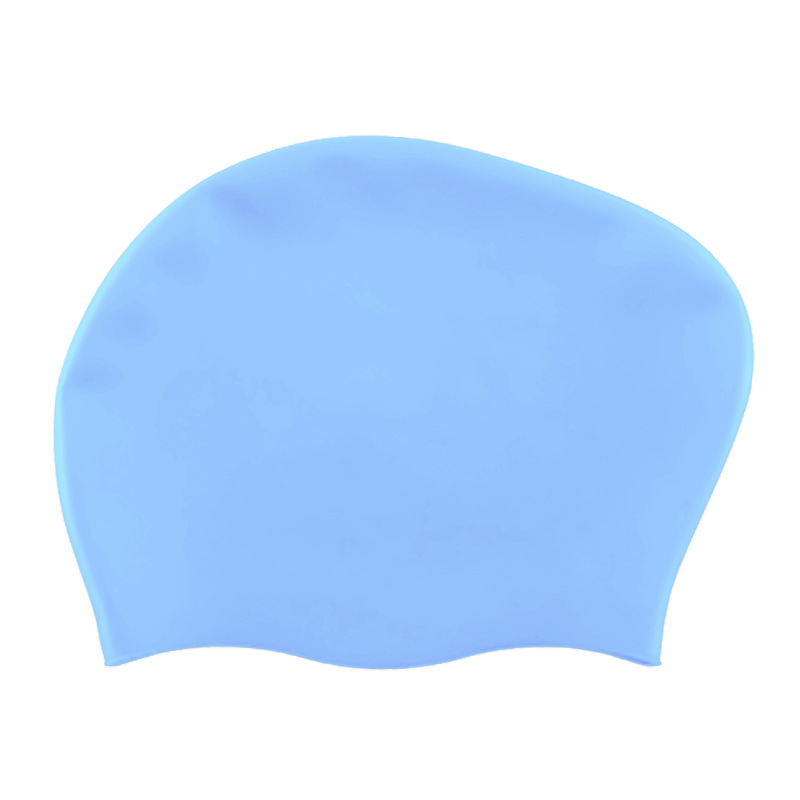 Gorro de natación de silicona de 60g para cabello largo de mujer, en stock, impermeable, de color sólido, con logo personalizable, venta directa de fábrica para cabello largo.
