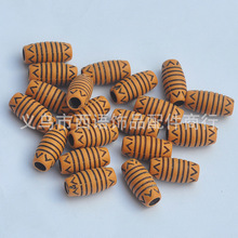 9*19mm亚克力桶珠仿木纹效果 服饰配件裤带抽绳吊粒 仿古饰品串珠