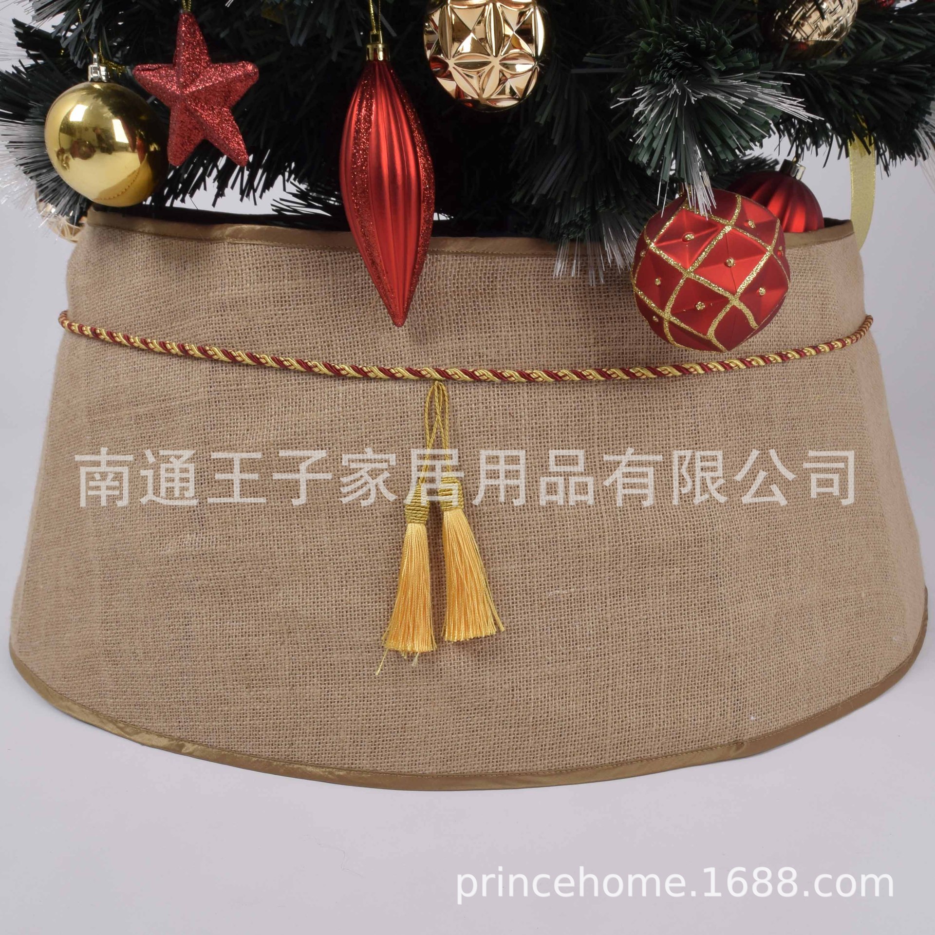 Three-dimensional Linen Tassel Foldable Christmas Holiday Holiday Party Decoration Tree Skirt Christmas Decoration Tree Collar 2