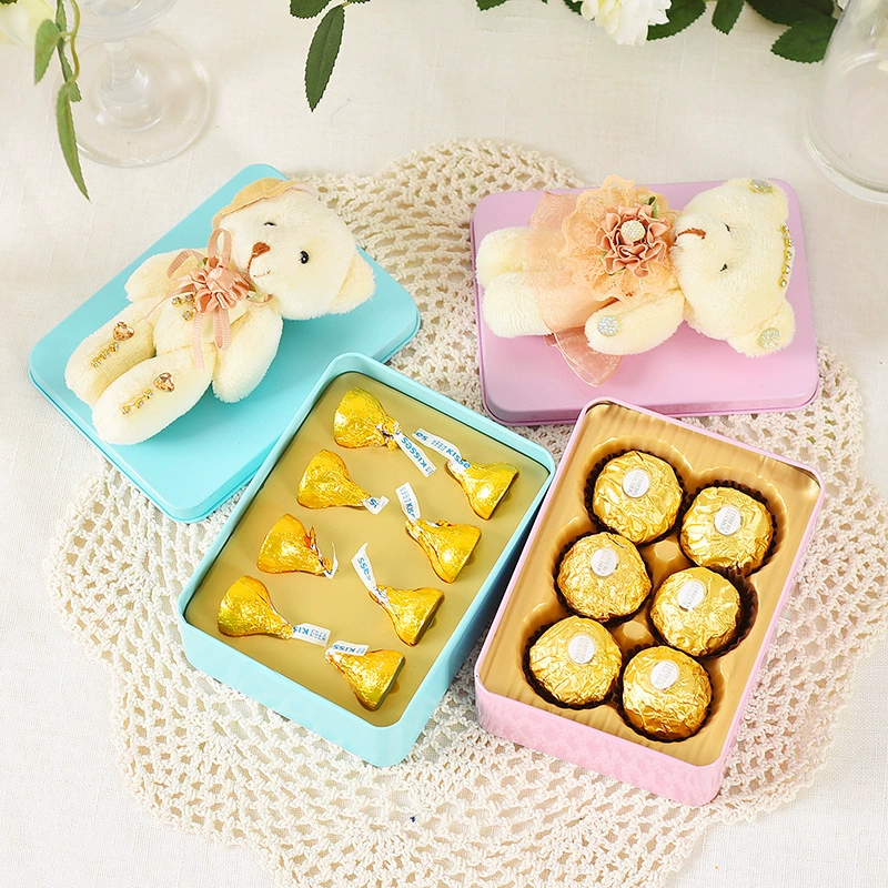 Прямоугольная свадебная коробка для конфет, сигарета плюс 2 Ferrero 6, 8 шоколадных капель воды, нижний ряд