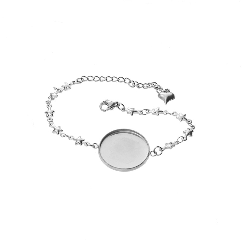 20mm Acero inoxidable gema bandeja pulsera soporte inferior ranura cubierta de goma pieza DIY joyería hecha a mano Accesorios