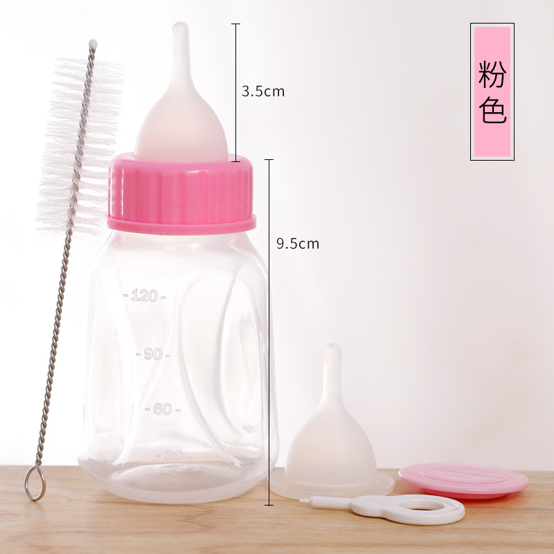 En stock al por mayor pipitao anti-desbordamiento doble pezón botella de alimentación para mascotas 120ml botella de alimentación de gato botella de alimentación de agua cachorro