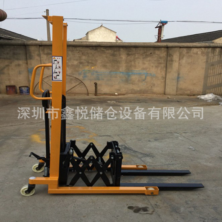 前移式手动堆高车伸缩式液压升高车货叉折叠式电动堆高车手动叉车