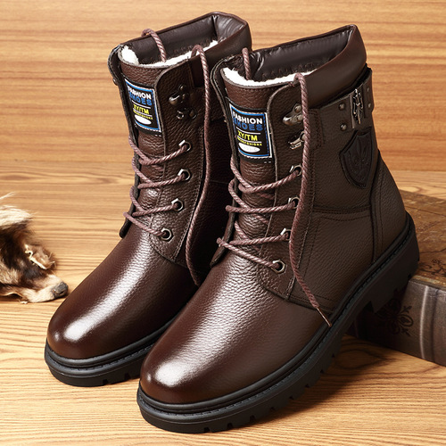 English Martin Boots for Men, Inner Heel Lift, Autumn/Winter Fleece Lined Military Boots, Korean Style Trendy Work Casual Short Boots