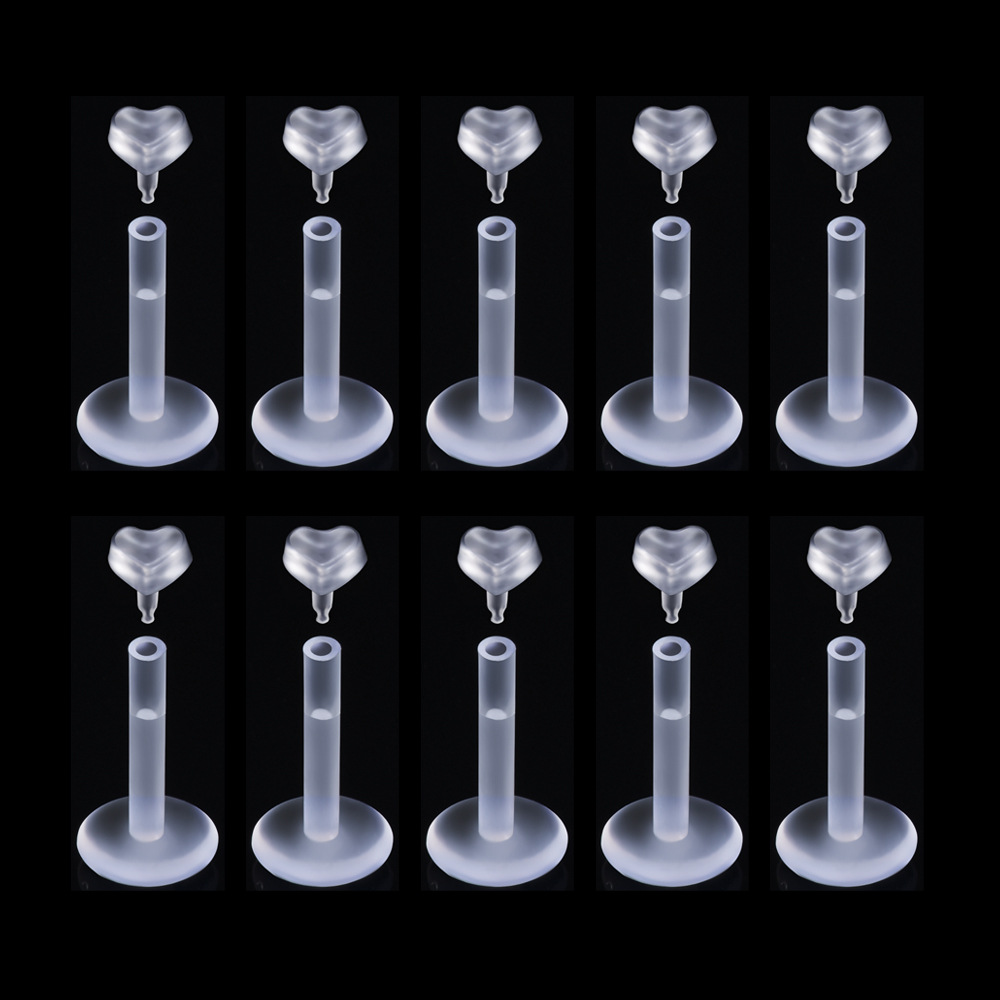 acrylic transparent removable lip piercing heart-shaped