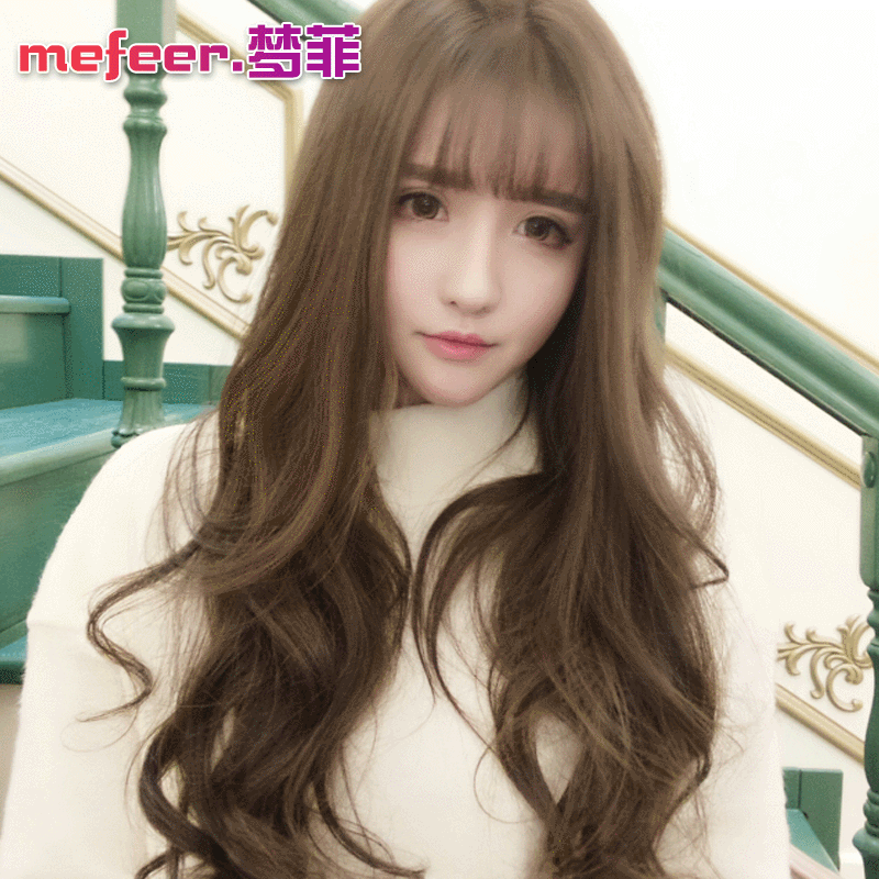 2025 New Wig for Women with Full Head Long Curly Hair, Big Waves, Air Bangs, Cross-Border Popular Wholesale Wig Set