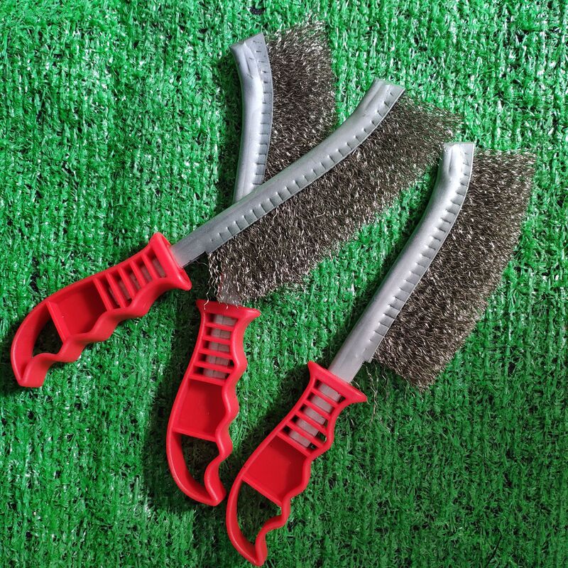 Stainless steel rust removal brush knife-type steel wire brush knife-shaped seam cleaning brush plastic handle brush hard knife brush
