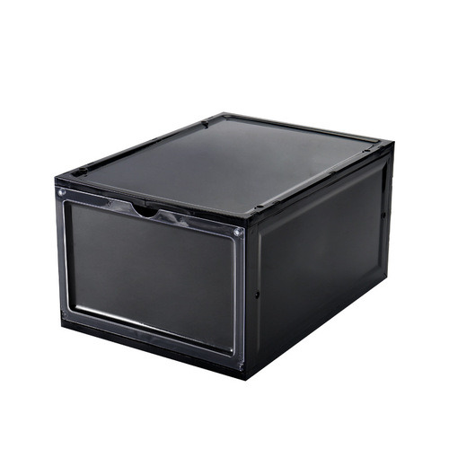 Transparent plastic shoe storage box with lid, drawer-style, thickened dustproof and foldable storage container