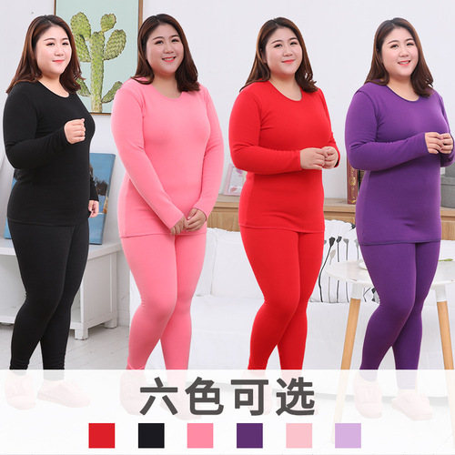 Plus size women's velvet thickened warm red underwear set for women  new fat mm autumn clothes and autumn pants warm clothes