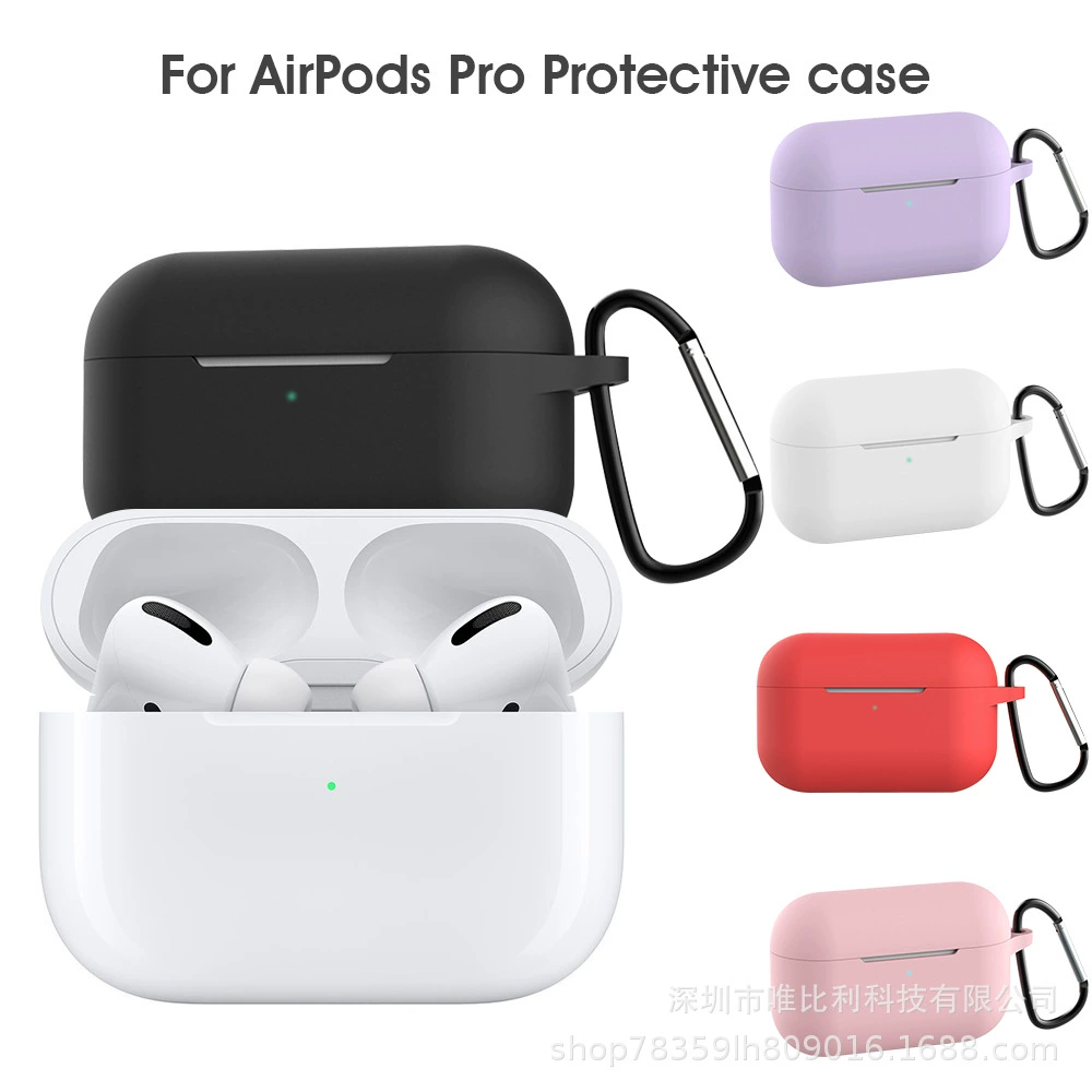 Силиконовый защитный чехол для Apple AirPods Pro, карабин, совместим с беспроводной зарядкой