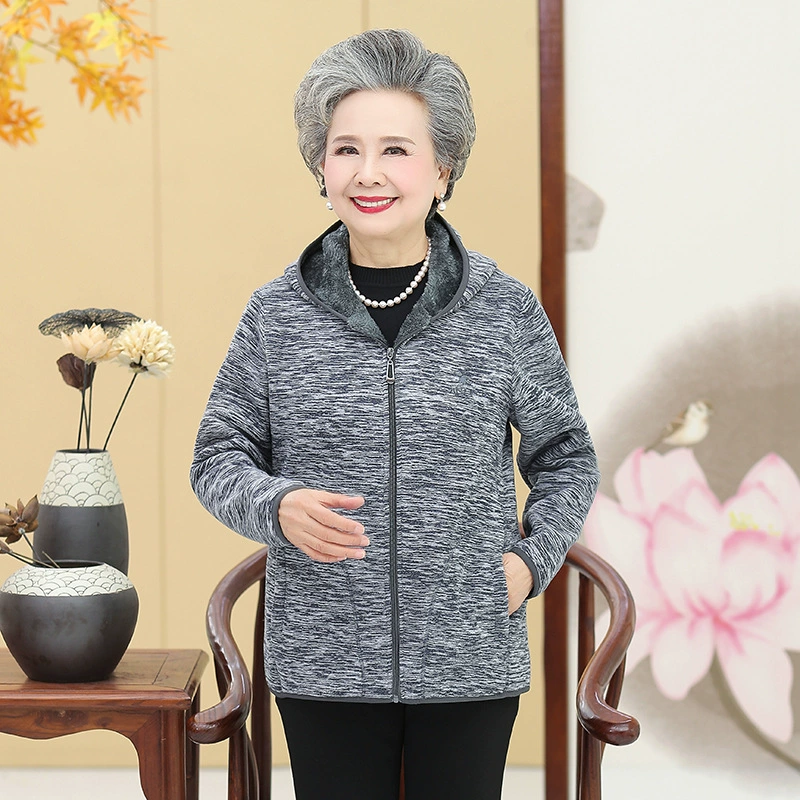 Fleece sweatshirt, demi-season jacket for mother, 2019, for middle age