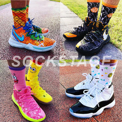 Irving 5 Kyrie basketball socks trendy socks Spongebob sports cotton socks mid-calf socks towel socks for men and women