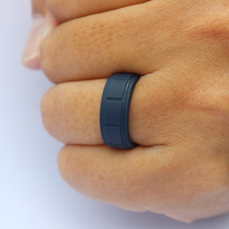 Jewelry Wholesale silicone ring men's plaid blue European and American sports ring College student graduation souvenir