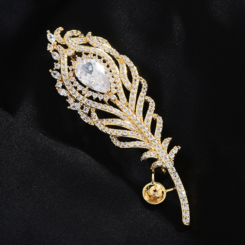 Fashionable zirconium, brooch, accessories lapel pin from pearl, Korean style