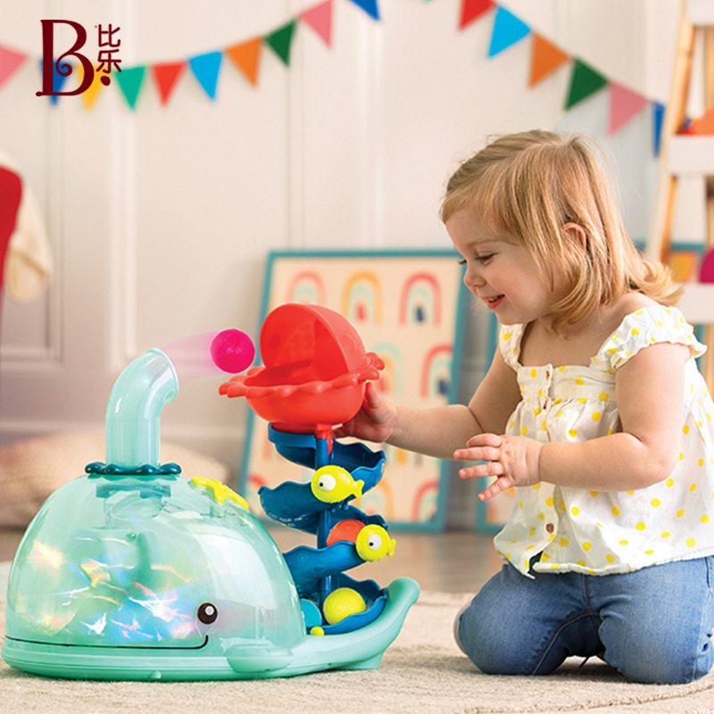 Bile B.Toys eating whales fun music sound photoelectric toy electric catapult Ball learning climbing guide