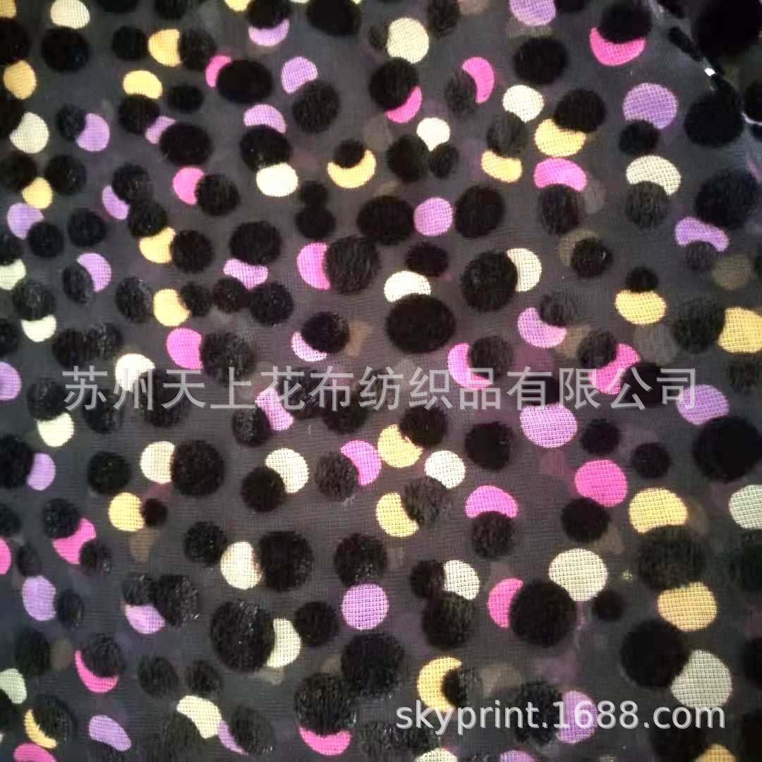 长期供应多种丝绒新款乔其绒出口欧美花型女装旗袍连衣裙长裙布料