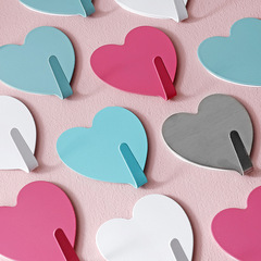 Japanese girl heart pink love sticky hook peach heart stainless steel hook heart-shaped sticky hook soft girl room decoration hook
