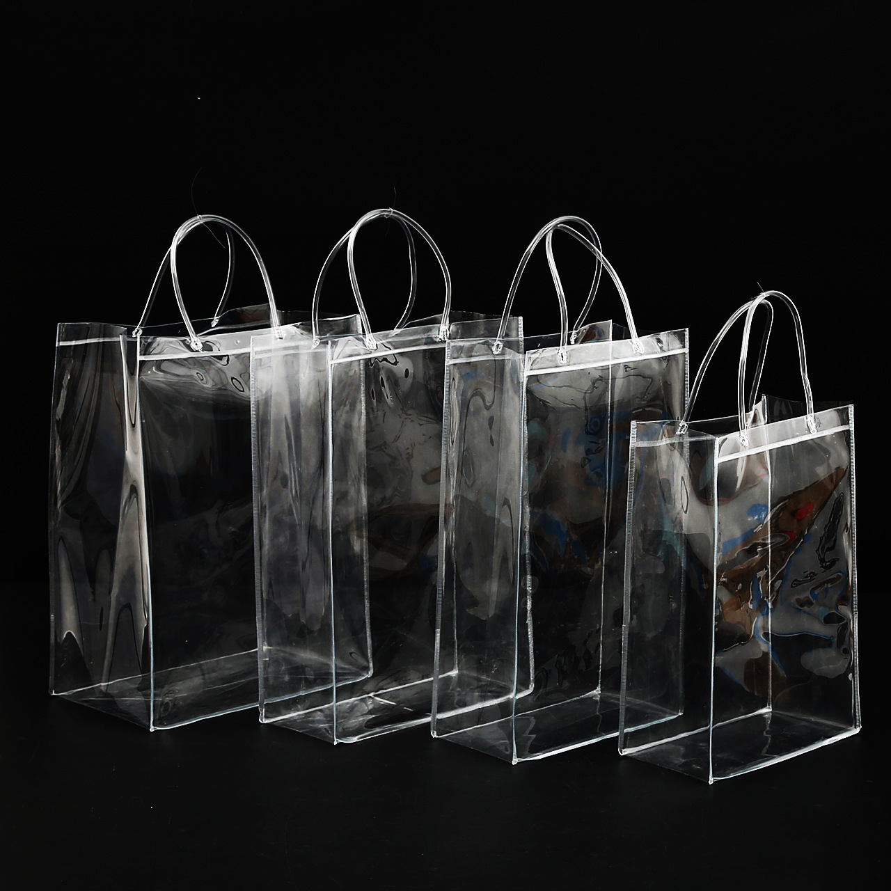 塑料礼品pvc手提袋按扣PVC袋婚庆包装收纳袋酒水饮料透明手提袋