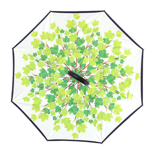 23-inch automatic opening and closing reverse umbrella double-layer C-type hands-free logo printing factory direct sales creative car reverse closing umbrella