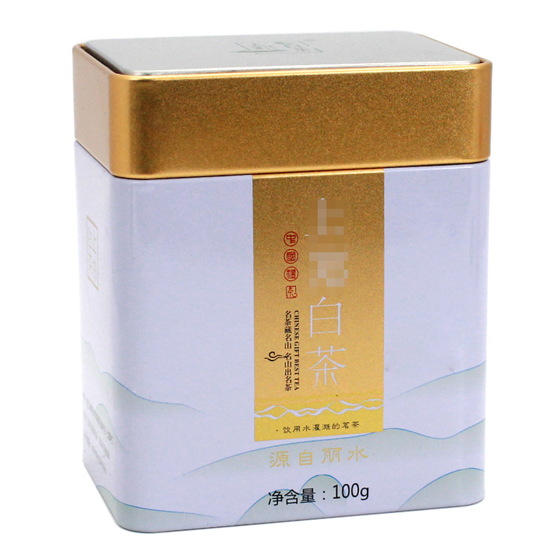 密封安吉白茶茶叶罐铁罐礼盒福鼎白茶铁盒空盒长方形茶叶马口铁盒