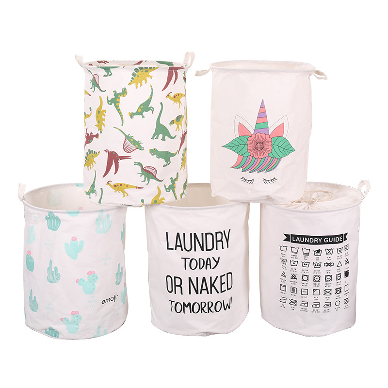 Cesta de lavandería de tela zakka costura de algodón y lino cubo redondo cesta de lavandería sala de estar dormitorio cesta de almacenamiento cesta redonda impermeable