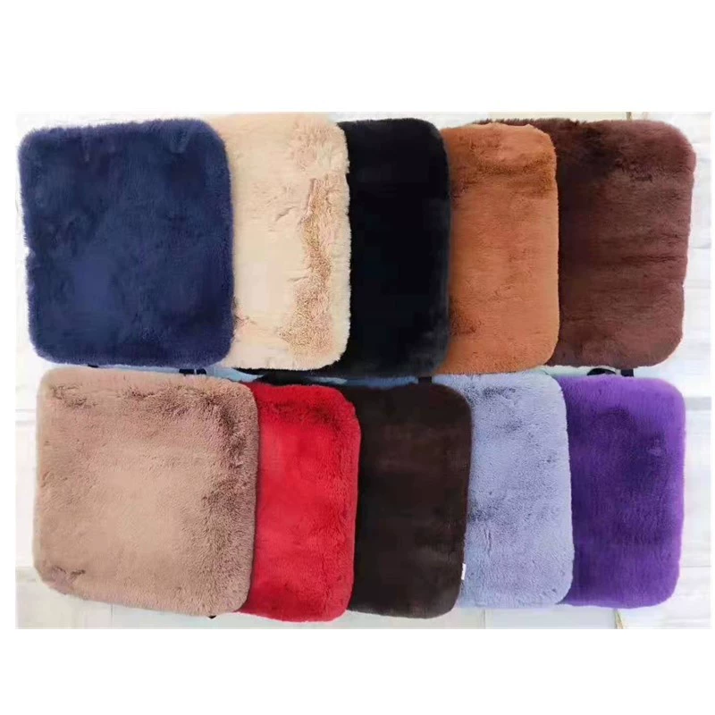 Автомобильная подушка, Зимняя шерстяная плюшевая, из искусственного меха кролика, без спинки, квадратная подушка, набор из трех предметов, утолщенная имитация скользящего дна, свободная Привязка