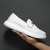 Demi-season white shoes, casual footwear platform, 2019, genuine leather, Korean style