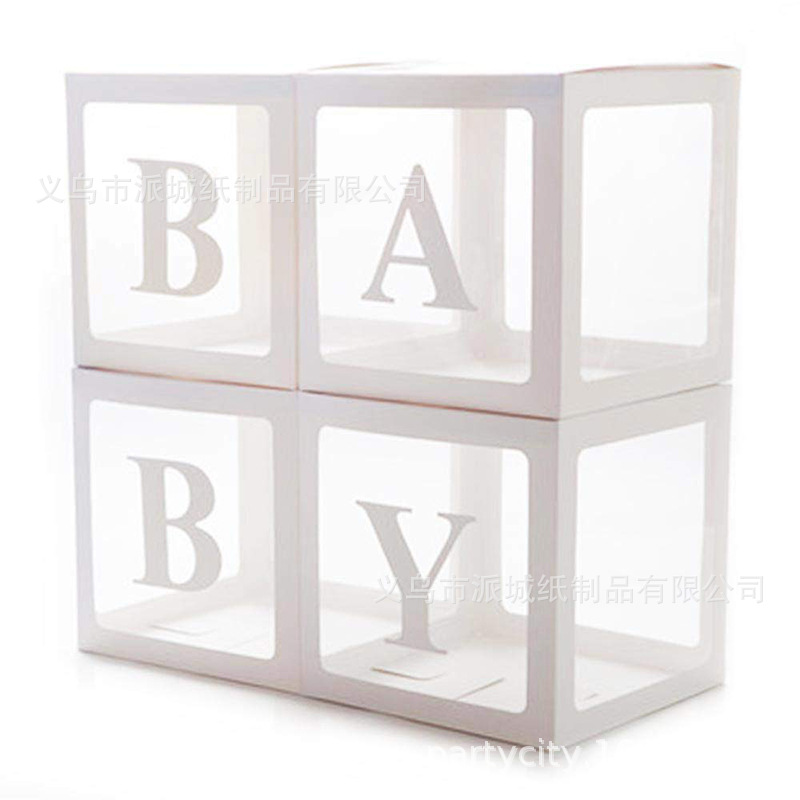 Ins Internet Celebrity caja transparente Cumpleaños de un año del bebé 26 letras graduación decoración de la boda BABY Balloon Box