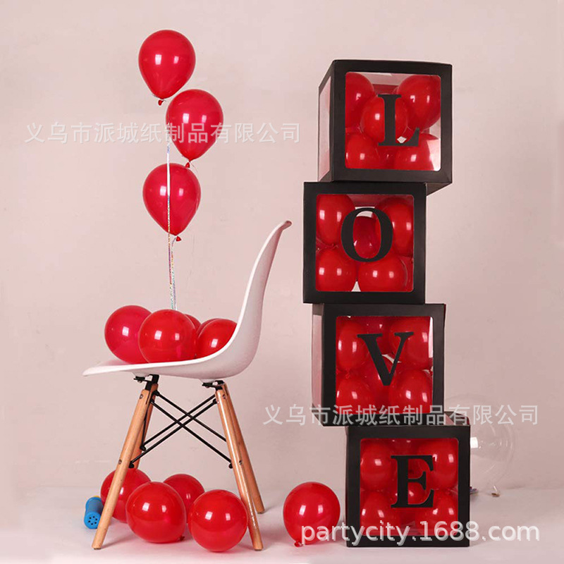 Ins Internet Celebrity caja transparente Cumpleaños de un año del bebé 26 letras graduación decoración de la boda BABY Balloon Box