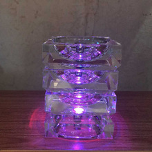 批发水晶无音乐底座 水晶灯座 水晶七彩灯座 电子LED灯座