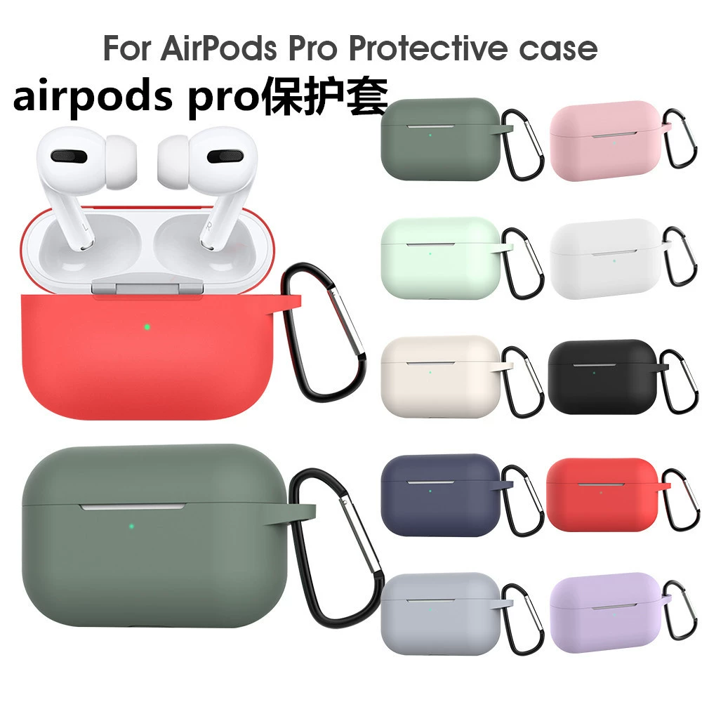Силиконовый защитный чехол для Apple AirPods Pro, карабин, совместим с беспроводной зарядкой