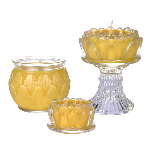 24-hour, 12-hour, 18-hour flat-mouth lotus-shaped butter lamp, Buddha lamp, eternal light, glass Buddhist utensils, hall lamp for offering