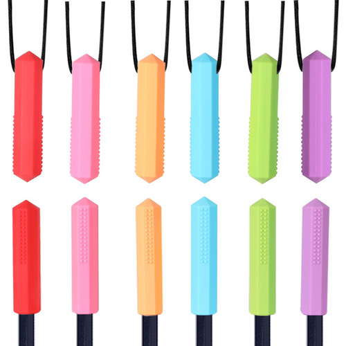 Octagonal gemstone silicone teether baby chewing pencil cap molar stick children's pen set toy chewing glue wholesale