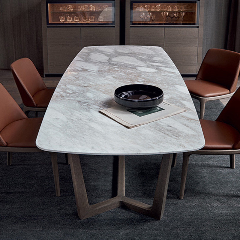 Mesa de comedor de mármol nórdico y combinación de sillas pequeño apartamento casa rectangular mesa de comedor de madera maciza simple muebles de restaurante moderno