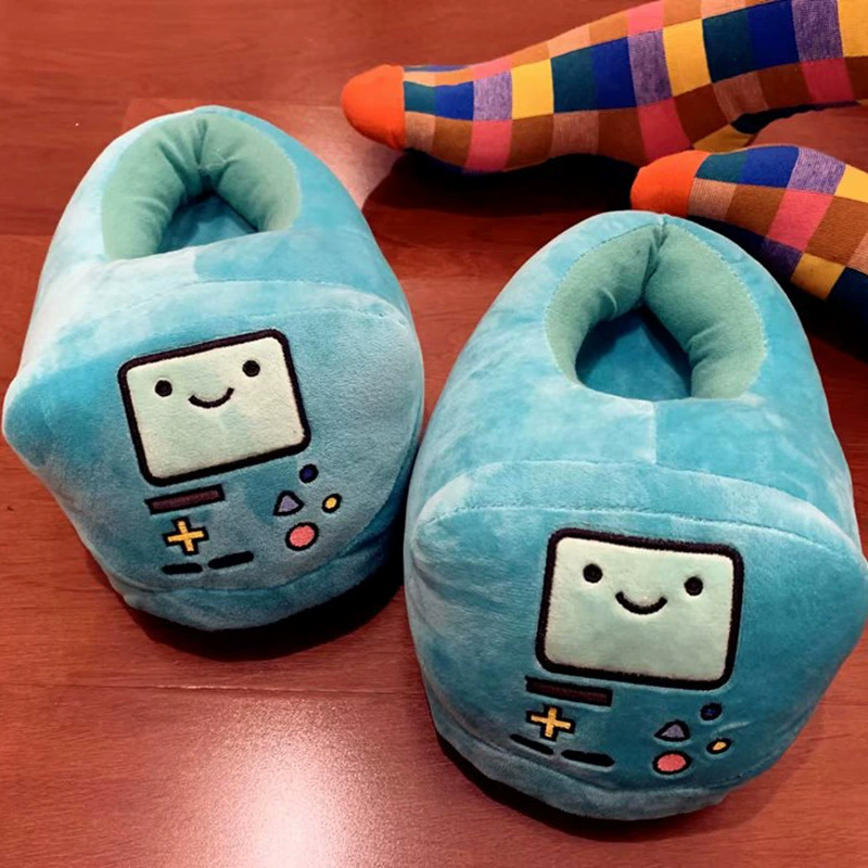 Plush Bag-Heel Slippers (Adventure Home) One Size up to EU 42, Cotton Plush, Indoor Warm