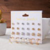 Fashionable earrings, zirconium from pearl, Aliexpress, city style, internet celebrity, 12 pair, flowered, wholesale