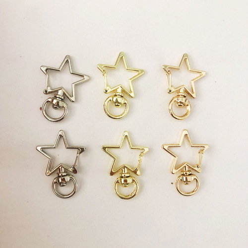 Electroplated color five-pointed star keychain zinc alloy keychain doll pendant accessories colorful