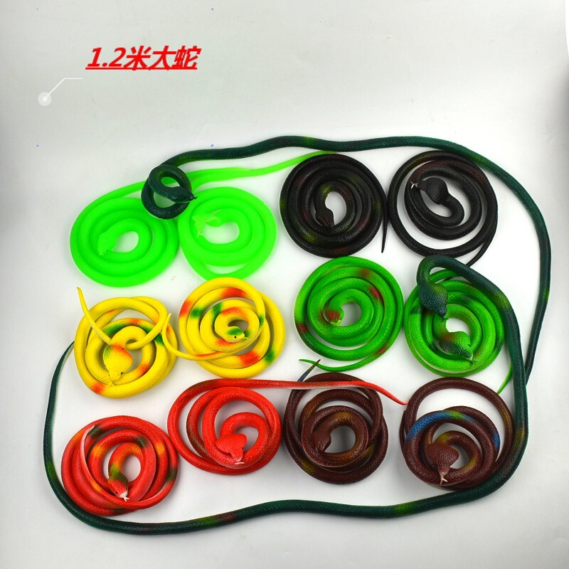 Creative trick 1.2 meters simulation snake toy snake soft rubber scary trick rubber snake animal round head snake Cobra Creative trick 1.2 meters simulation snake toy snake soft rubber scary trick rubber snake animal round head snake Cobra