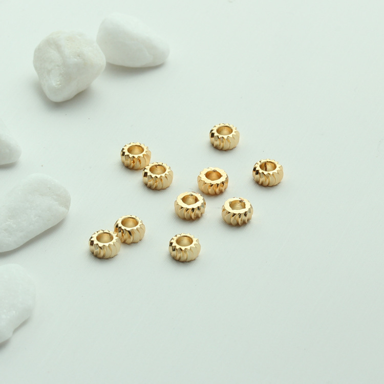 14K Gold-Filled Accessories, Cut Flower Tire Beads, DIY Handmade Jewelry, Homemade Gear Beads, Separator Beads, Color-Preserving Spacer Material