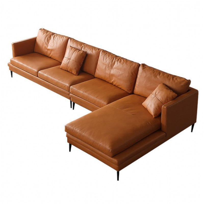 Sofá de cuero minimalista italiano sala de estar Napa primera capa de piel de vaca pequeño apartamento sala de estar combinación de esquina sofá de cuero image 6