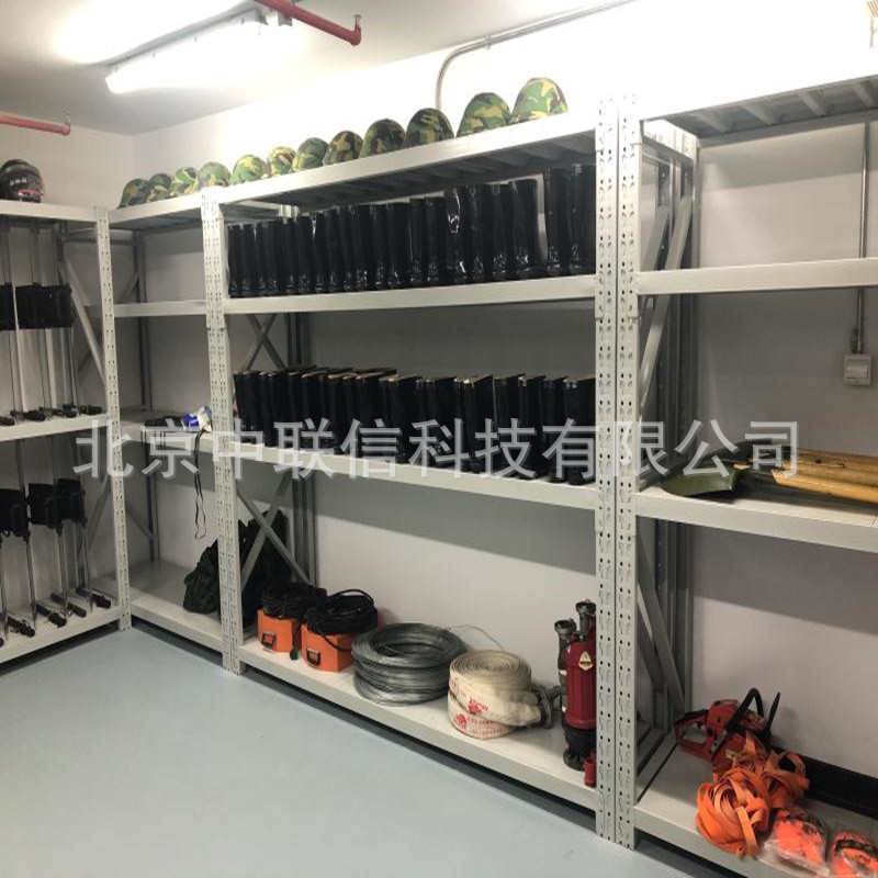 救援用品货架物资架训练器材货架后勤部货架铁铲铁锹架黑色货架
