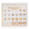 Zirconium, universal earrings from pearl with bow, 12 pair, flowered