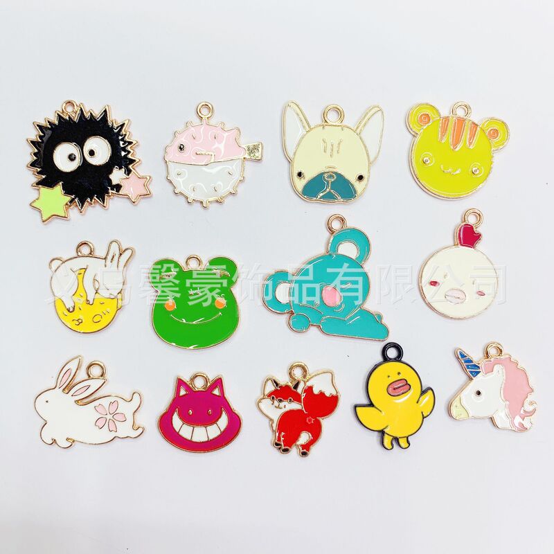 diy Korean jewelry accessories K gold oil drop alloy pendant accessories a variety of cute animal accessories